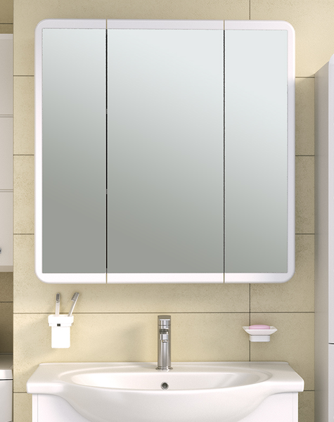 Шкаф с зеркалом для ванной Runo Эрика 80 - фото