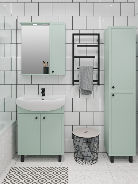 Шкаф с зеркалом для ванной Runo Римини 65 правый