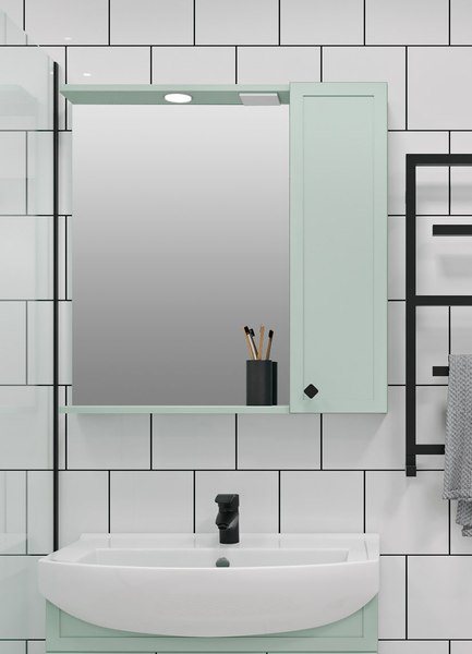 Шкаф с зеркалом для ванной Runo Римини 75 правый - фото