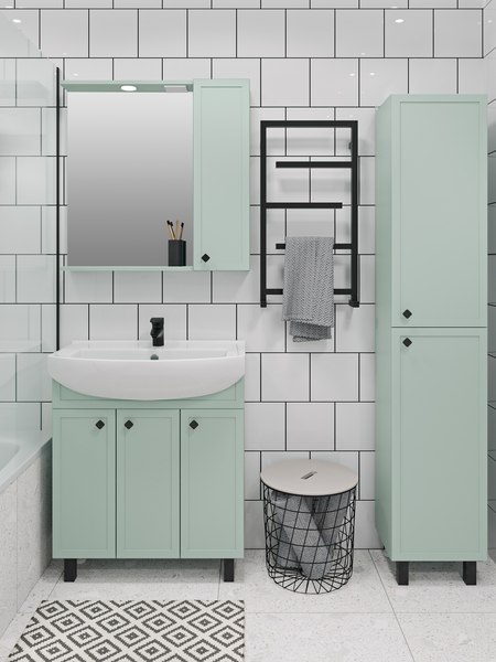 Шкаф с зеркалом для ванной Runo Римини 75 правый