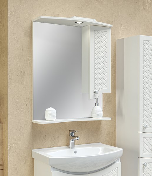 Шкаф с зеркалом для ванной Runo Милано 65 правый - фото