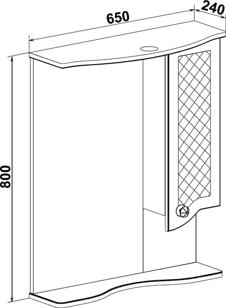 Шкаф с зеркалом для ванной Runo Милано 65 правый