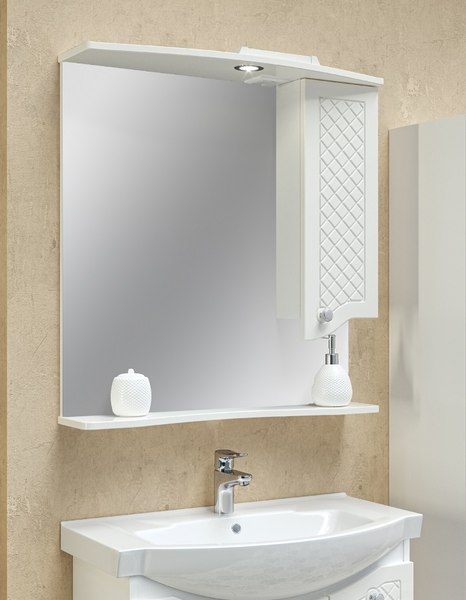 Шкаф с зеркалом для ванной Runo Милано 75 правый - фото