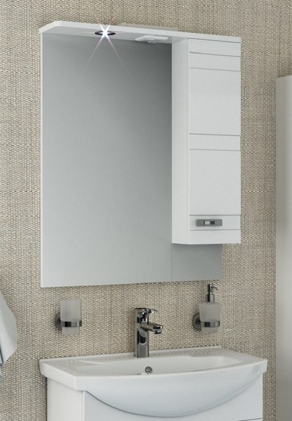 Шкаф с зеркалом для ванной Runo Турин 65 правый - фото