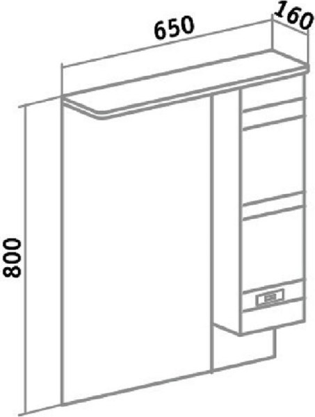 Шкаф с зеркалом для ванной Runo Турин 65 правый