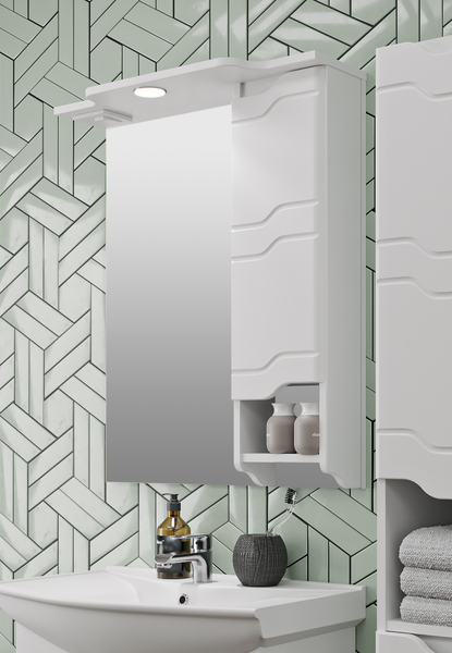 Шкаф с зеркалом для ванной Runo Стиль 65 правый - фото