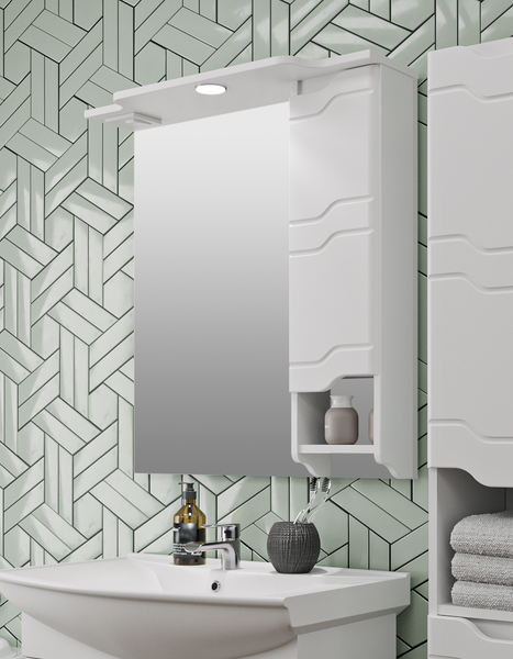 Шкаф с зеркалом для ванной Runo Стиль 75 правый - фото