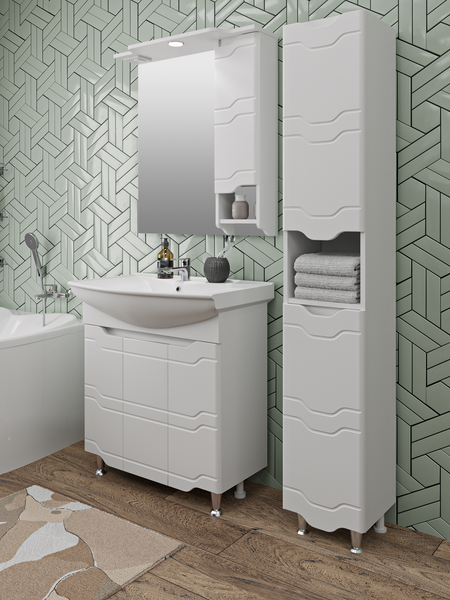 Шкаф с зеркалом для ванной Runo Стиль 75 правый