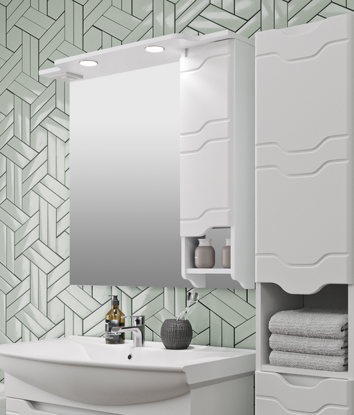 Шкаф с зеркалом для ванной Runo Стиль 85 правый - фото