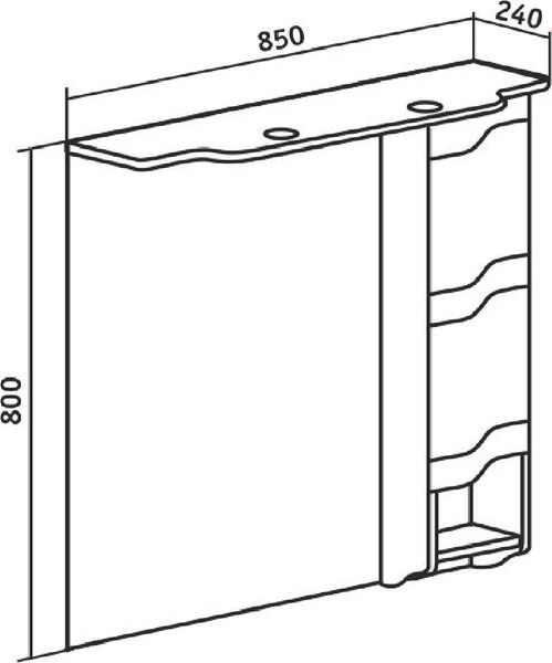 Шкаф с зеркалом для ванной Runo Стиль 85 правый