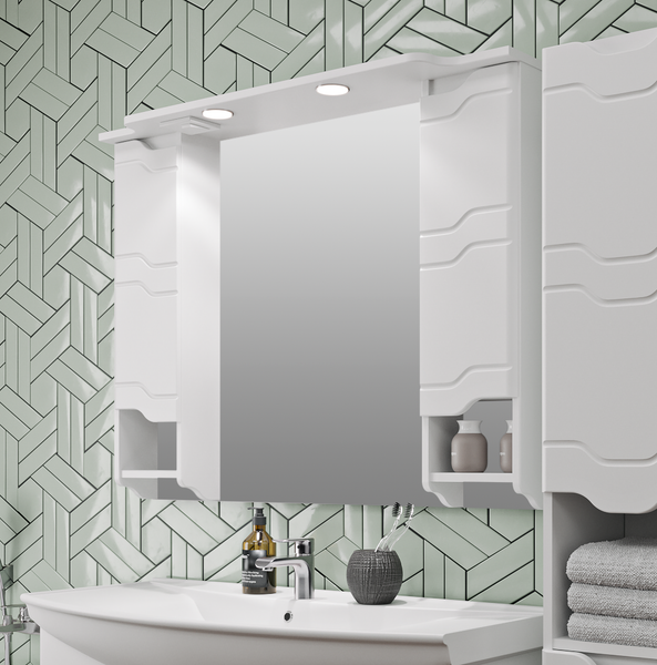 Шкаф с зеркалом для ванной Runo Стиль 105 - фото