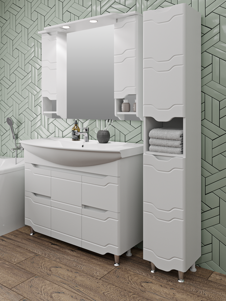 Шкаф с зеркалом для ванной Runo Стиль 105