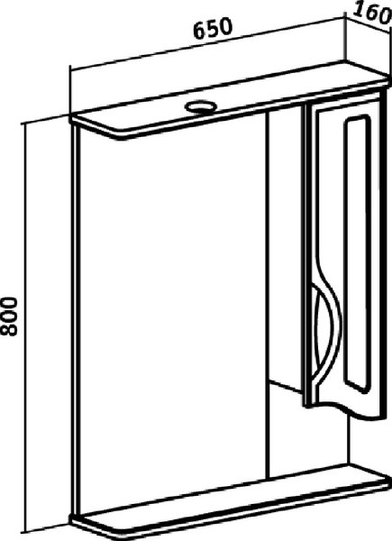 Шкаф с зеркалом для ванной Runo Толедо 65 правый