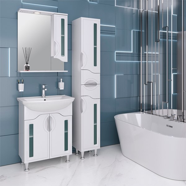 Шкаф с зеркалом для ванной Runo Толедо 75 правый