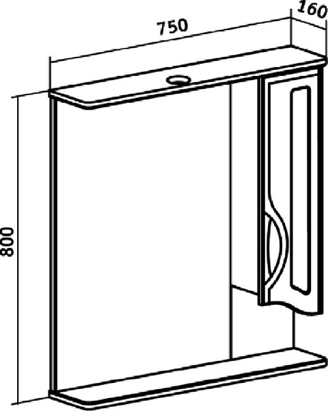 Шкаф с зеркалом для ванной Runo Толедо 75 правый