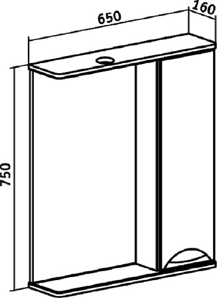 Шкаф с зеркалом для ванной Runo Барселона 65 правый