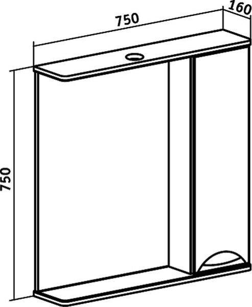 Шкаф с зеркалом для ванной Runo Барселона 75 правый