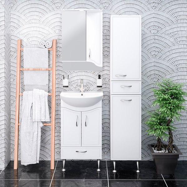 Шкаф с зеркалом для ванной Runo Севилья 50 правый