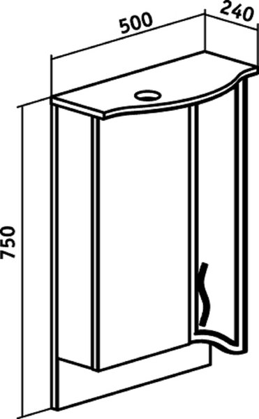 Шкаф с зеркалом для ванной Runo Севилья 50 правый