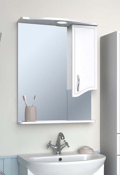 Шкаф с зеркалом для ванной Runo Севилья 60 правый - фото