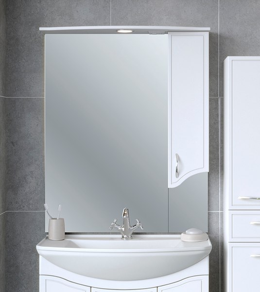 Шкаф с зеркалом для ванной Runo Севилья 85 правый - фото