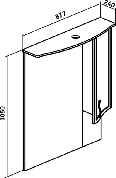 Шкаф с зеркалом для ванной Runo Севилья 85 правый