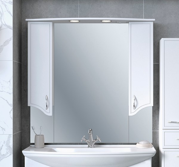 Шкаф с зеркалом для ванной Runo Севилья 105 - фото