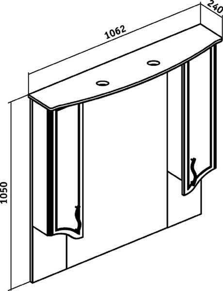 Шкаф с зеркалом для ванной Runo Севилья 105