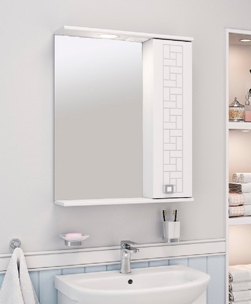 Шкаф с зеркалом для ванной Runo Авила 60 правый - фото