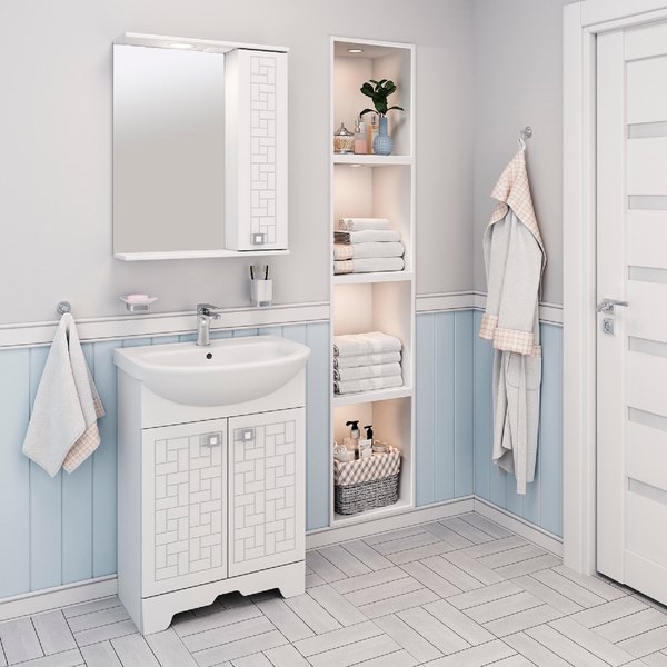 Шкаф с зеркалом для ванной Runo Авила 60 правый