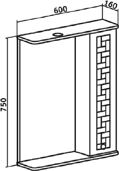 Шкаф с зеркалом для ванной Runo Авила 60 правый