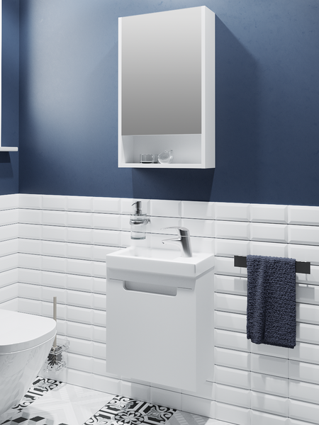 Шкаф с зеркалом для ванной Runo Микра 40