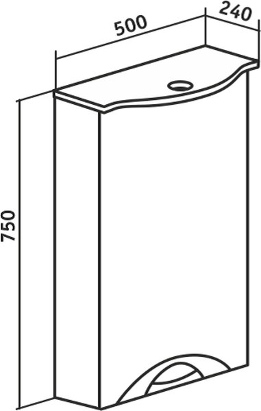 Шкаф с зеркалом для ванной Runo Ибица 50 правый