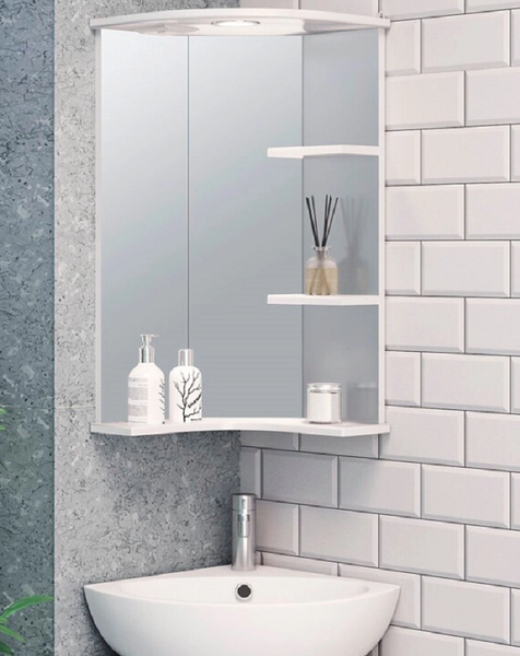 Шкаф с зеркалом для ванной Runo Браво 40 угловой - фото