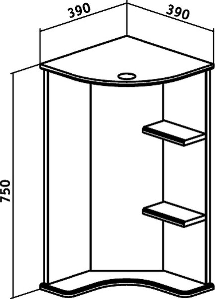 Шкаф с зеркалом для ванной Runo Браво 40 угловой
