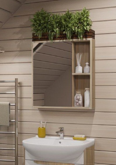 Шкаф с зеркалом для ванной Runo Эко 52 - фото