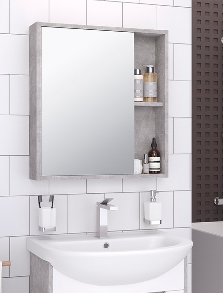 Шкаф с зеркалом для ванной Runo Эко 60 - фото