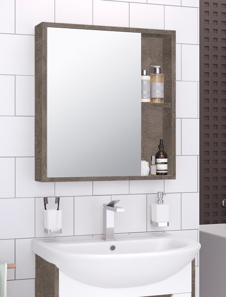 Шкаф с зеркалом для ванной Runo Эко 60 - фото