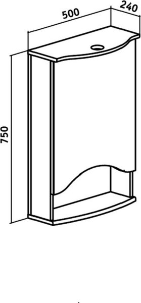 Шкаф с зеркалом для ванной Runo Фортуна 50 правый