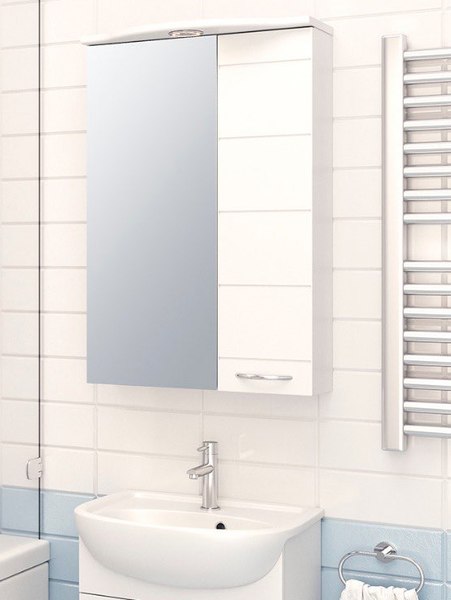 Шкаф с зеркалом для ванной Runo Кипарис 50 правый - фото