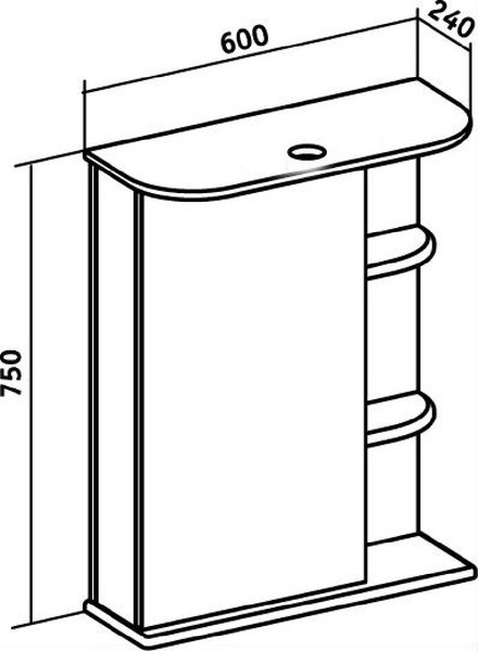 Шкаф с зеркалом для ванной Runo Магнолия 60 левый