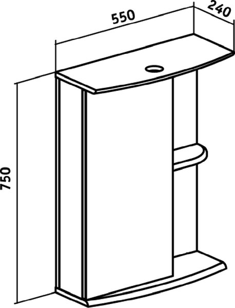 Шкаф с зеркалом для ванной Runo Николь 55 левый