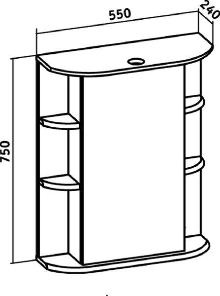 Шкаф с зеркалом для ванной Runo Гиро 55 правый