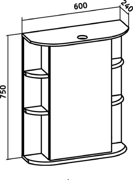 Шкаф с зеркалом для ванной Runo Гиро 60 правый