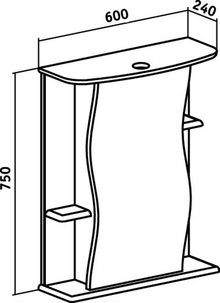 Шкаф с зеркалом для ванной Runo Лилия 60 правый