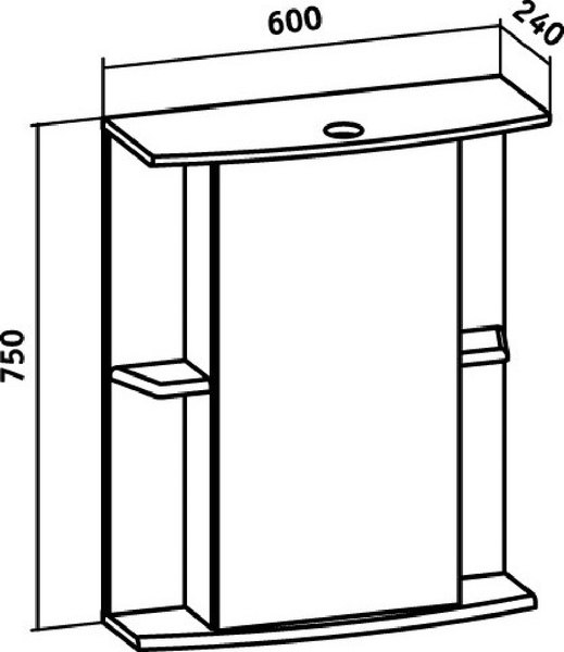 Шкаф с зеркалом для ванной Runo Мадрид 60 правый