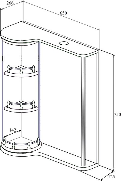 Шкаф с зеркалом для ванной Runo Секрет 65