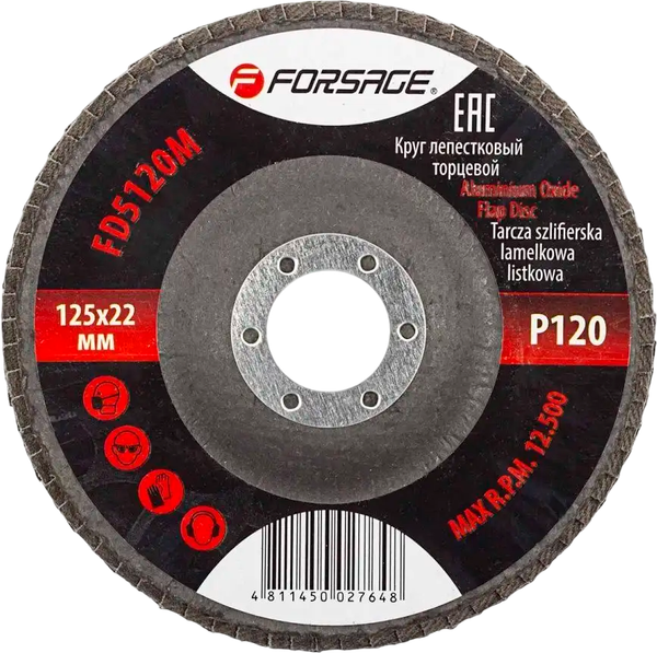 Шлифовальный круг Forsage 125х22мм P120 19 763 / F-FD5120M - фото