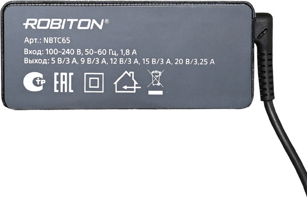 Зарядное устройство для ноутбука Robiton NBTC65 / БЛ19590