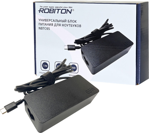 Зарядное устройство для ноутбука Robiton NBTC65 / БЛ19590